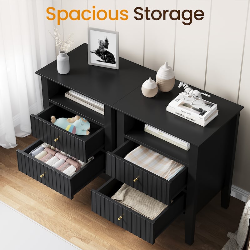 Nightstand with 2 Drawers, Set of 2