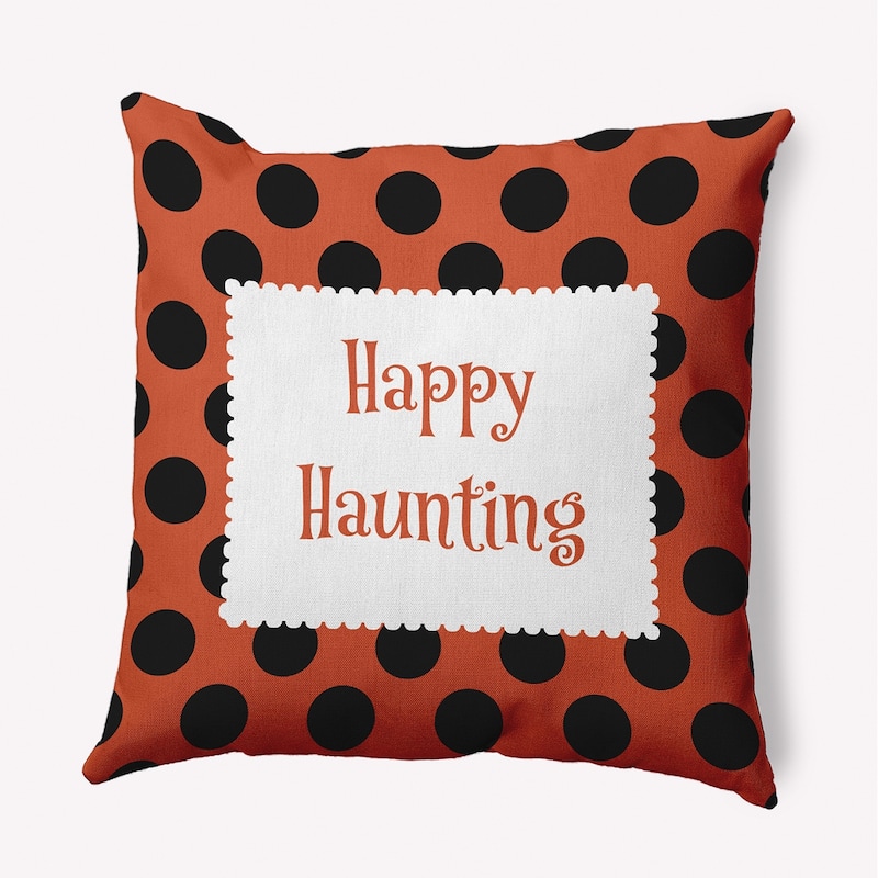 Halloween Happy Haunting Dots Accent Pillow - Harvest Orange - 18" x 18"