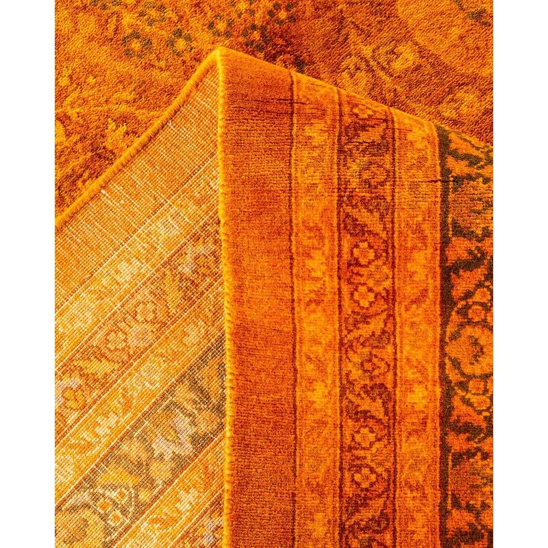 Overton Handknotted Wool Vintage Inspired Contemporary Overdyed Orange Area Rug - 18' 2" x 11' 10"