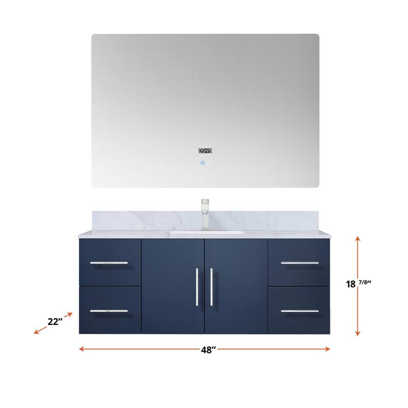Geneva 48 in. W x 22 in. D Dark Grey Bath Vanity and White Quartz Top
