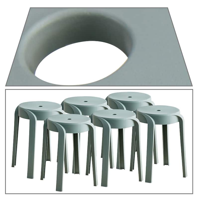 Classic Stackable Plastic Stools - Set of 6