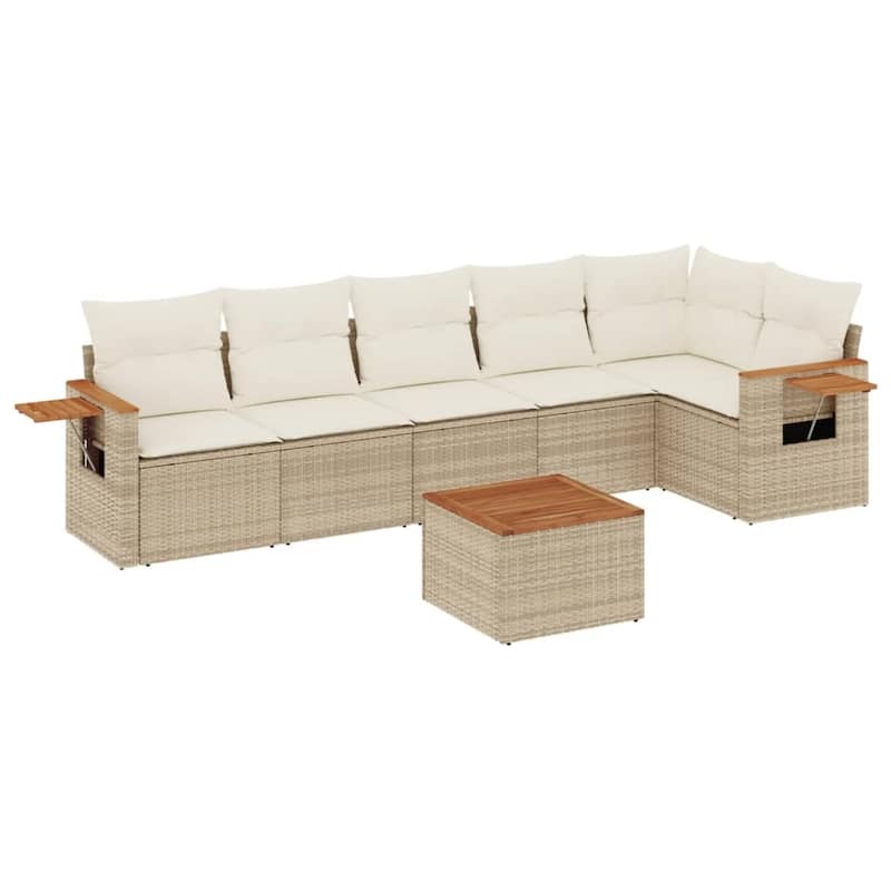 vidaXL Patio Sofa Set with Cushions Outdoor Conversation Furniture Poly Rattan