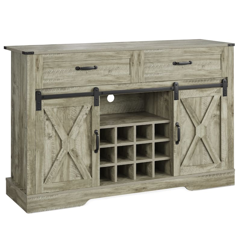 Royalcraft 51.96 Inch Bar Cabinet with Wine Rack and Large Storage