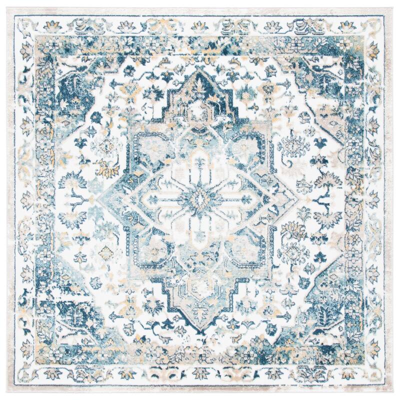 SAFAVIEH Skyler Souzan Oriental Medallion Rug - 6'7" Square - Ivory/Navy