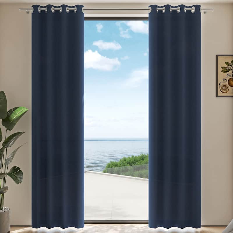 Corvus Gambia Sunbrella Outdoor Window Curtain (1 Panel) - 52 inches W X 108 inches L - Navy Blue