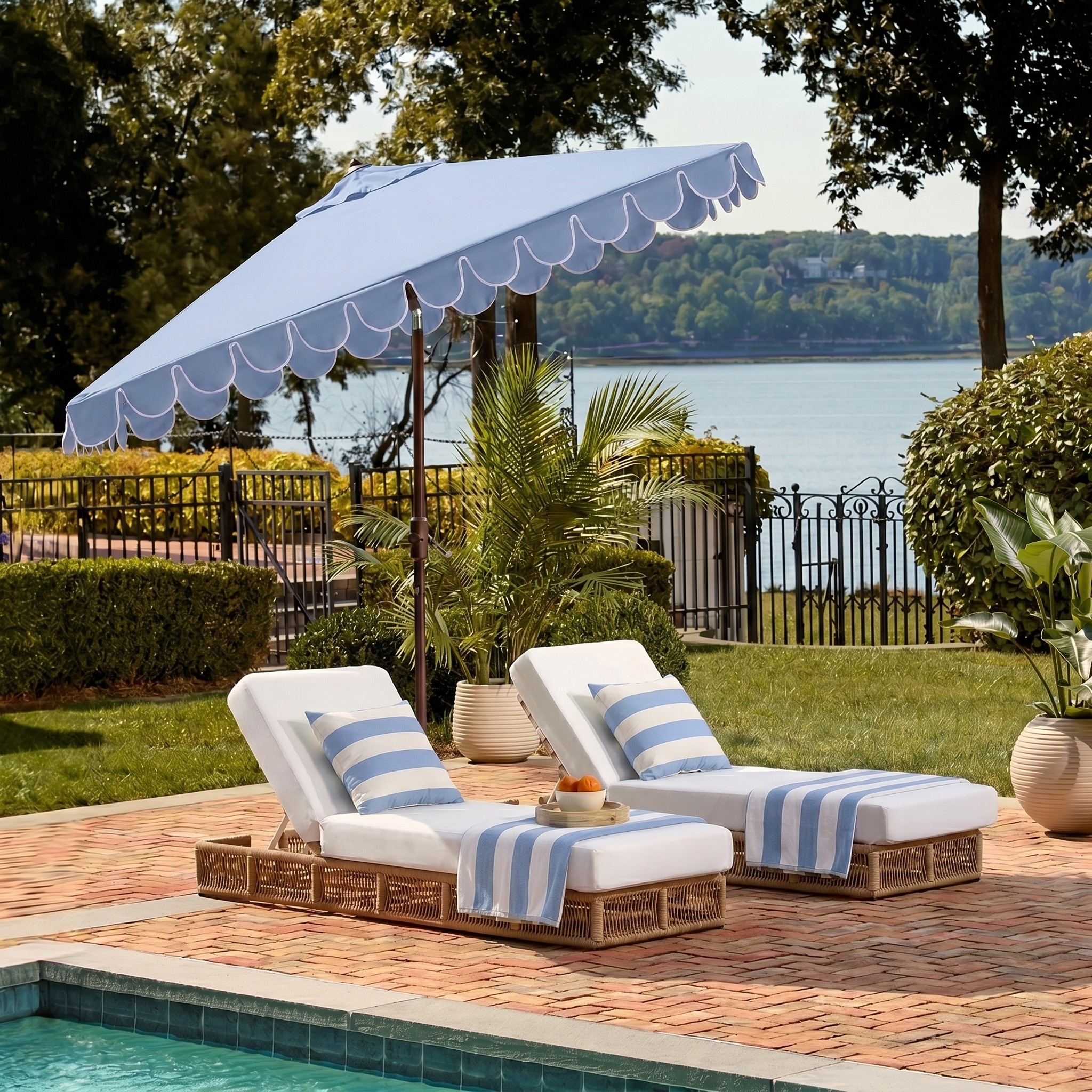 7.5 white patio umbrella Ledge Lounger Premier Aluminum making it an excellent choice for your outdoor leisure needs SAFAVIEH Outdoor Naima Valance 7.5