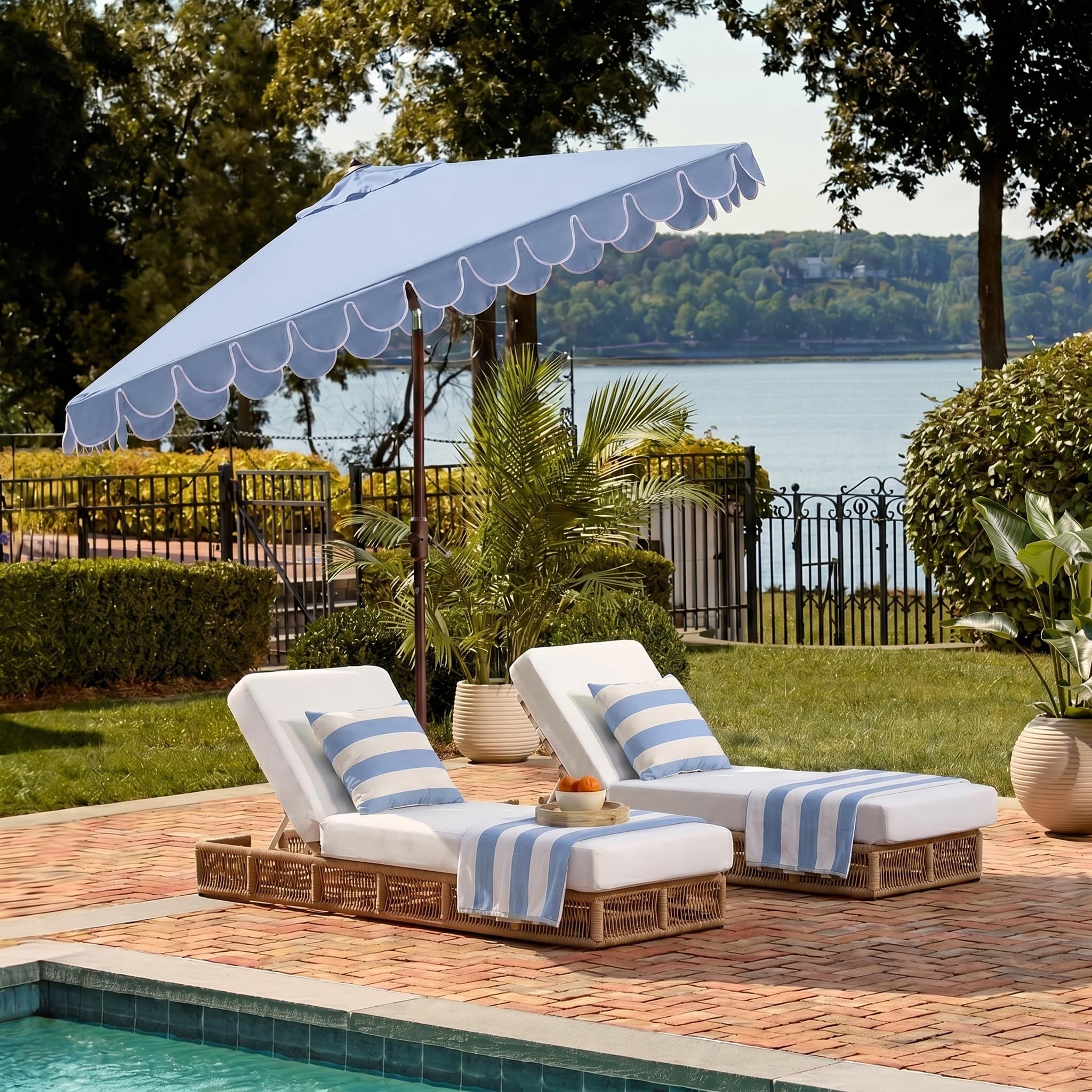 best large patio umbrellas PHI VILLA 15ft Outdoor Umbrella with Base Included, Beige Convenient LED Lighting The 8 Best Patio Umbrellas