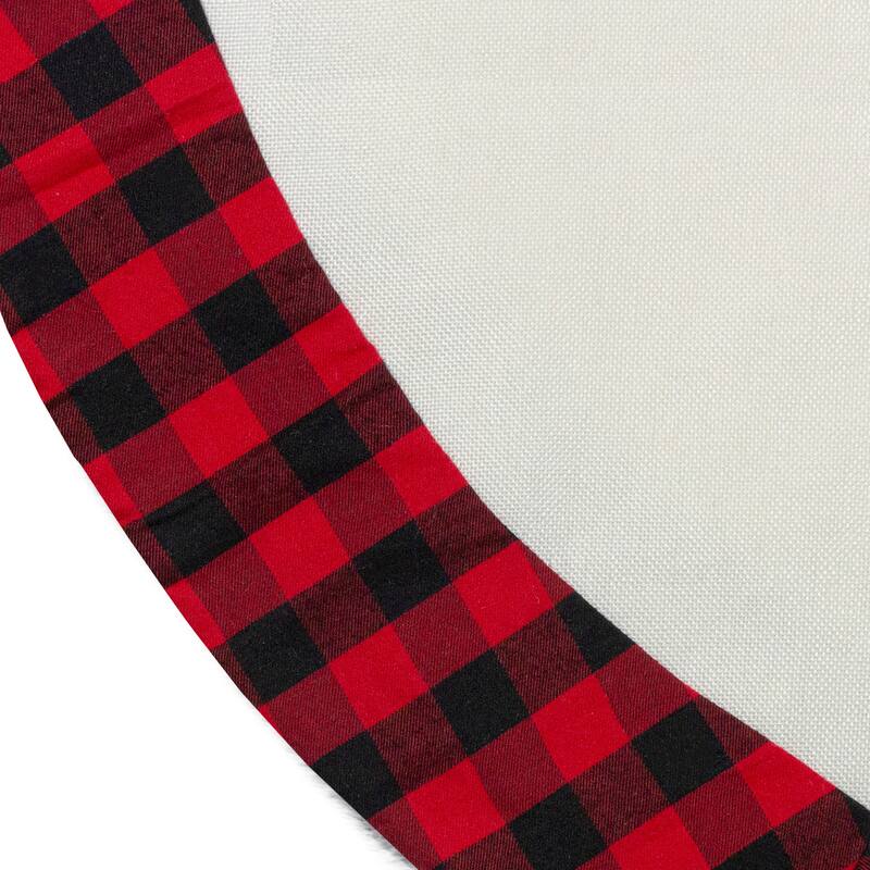 48" White, Red and Black Buffalo Plaid Tree Christmas Tree Skirt