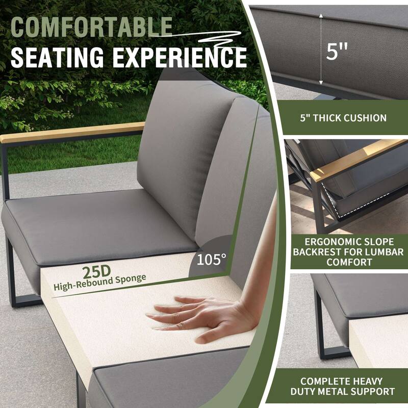 4-Piece Outdoor Sofa Set with Coffee Table and Cushions