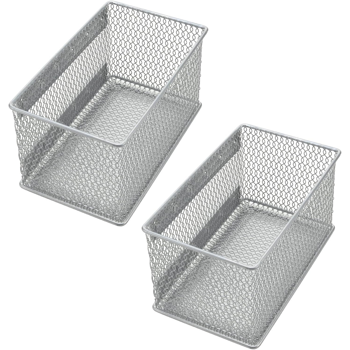 YBM Home Wire Mesh Magnetic Storage Basket Trash Caddy Office Supply Organizer Silver 7.75 in. L x 4.3 in. W x 4.3 in. H 2 Pack