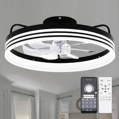 Cusp Barn 20 in. Low Profile Ceiling Fan with Light, Modern Flush Mount Dimmable LED Ceiling Light with Smart APP Control