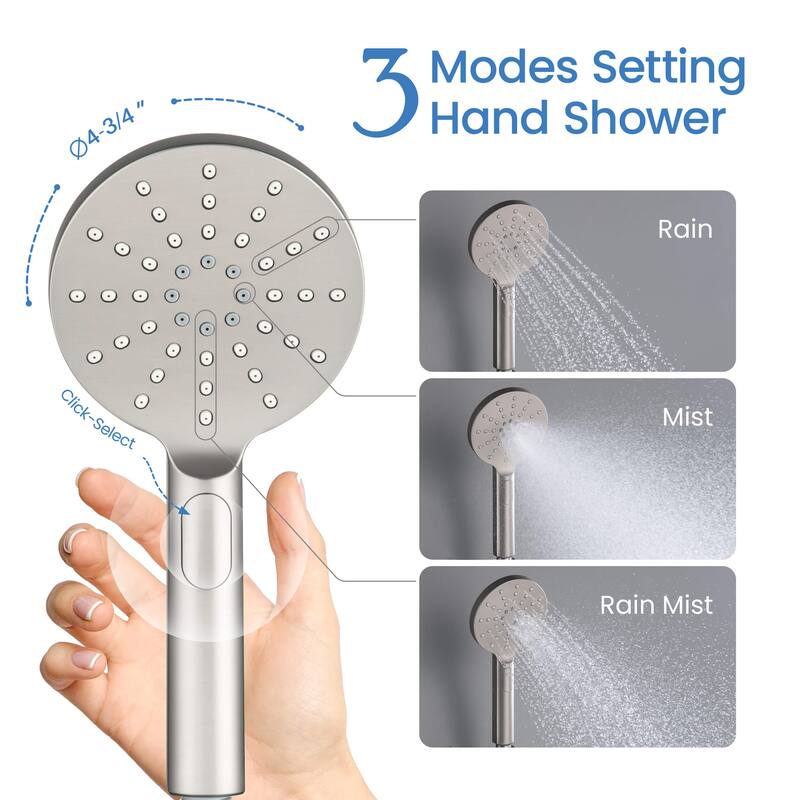 Pressure Balanced Ceiling Mounted 3-Function Shower System with Rough In Valve