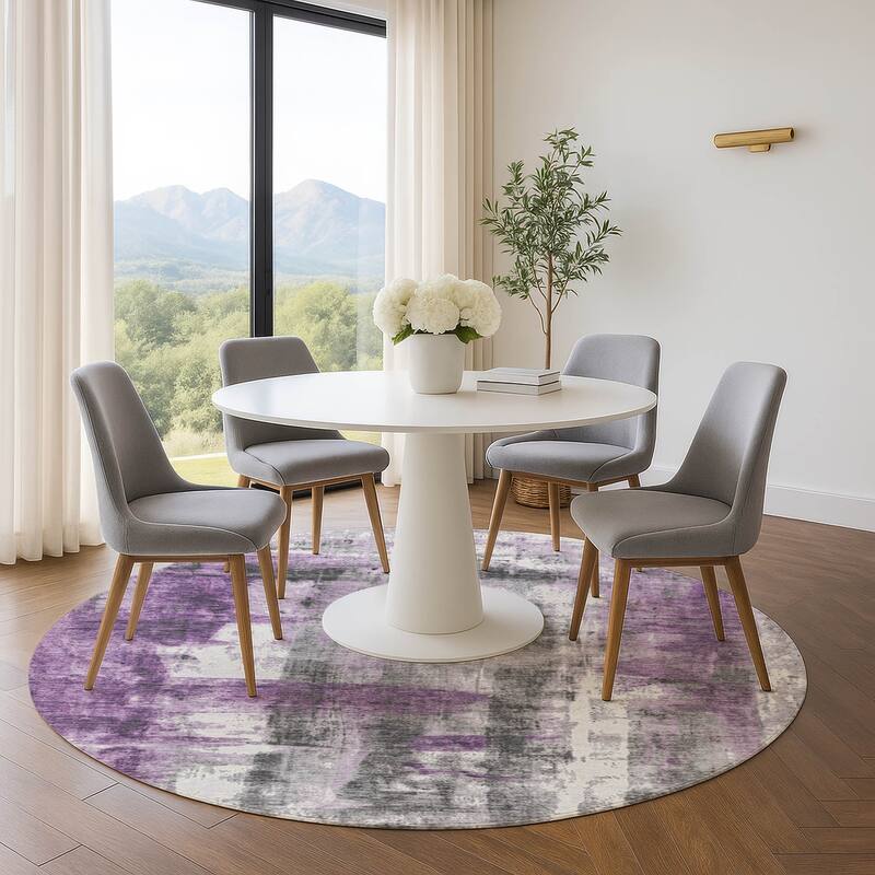 Premium Washable Super Soft Abstract Glam Mayfield Rug - Purple - 8' x 8'
