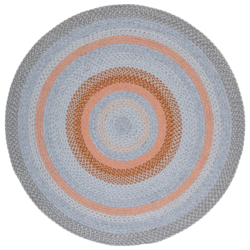 SAFAVIEH Handmade Braided Jivitza Country Rug - 5' Round - Grey/Rust