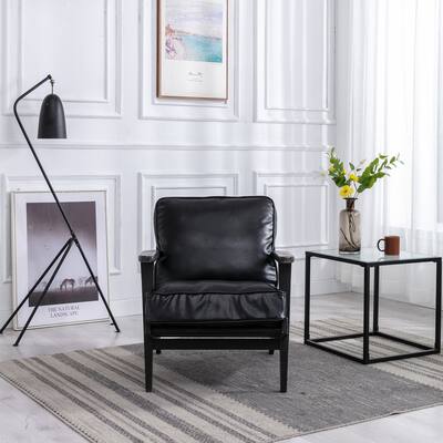 Mid-century PU leather accent chair