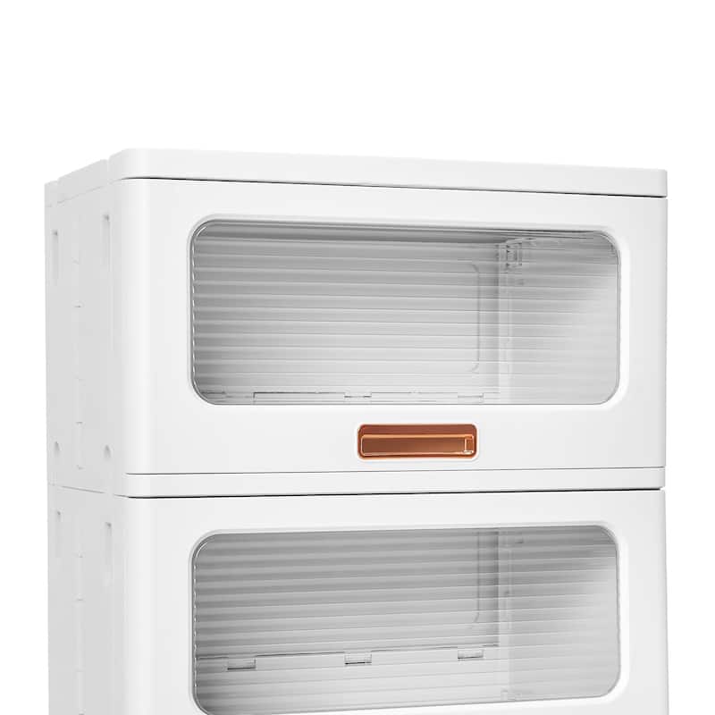 VECELO 1-Tier & 2-Tier White Plastic Rolling Storage Cabinet with Wheels & Transparent Drawers No Tools Assembly for Bedroom