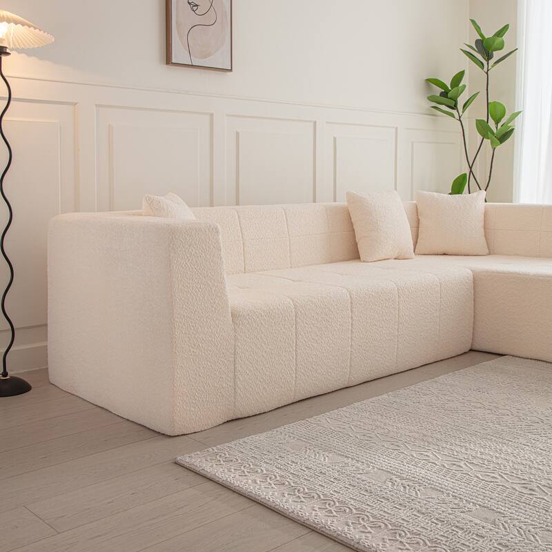 Modular L-Shaped Sectional Floor Couch Tufted Lounge Sofa with Chaise
