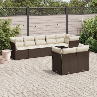 vidaXL Garden Sofa Set Brown - 24.4 x 24.4 x 27.2