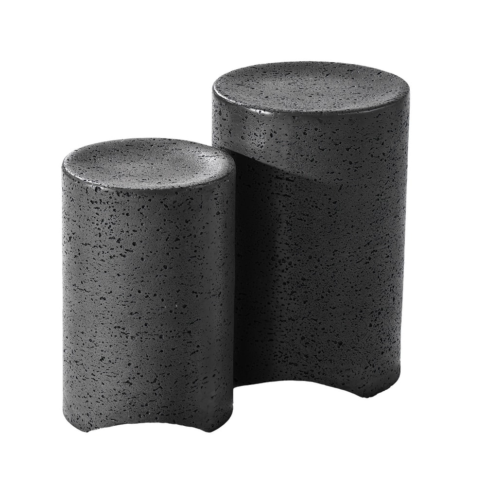 COSIEST Outdoor Concrete Side Tables (Set of 2)