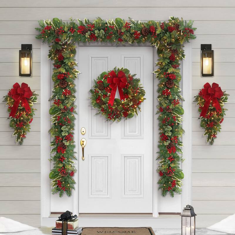 Puleo International 6' x 10" Battery-Operated Pre-Lit Decorated Artificial Garland