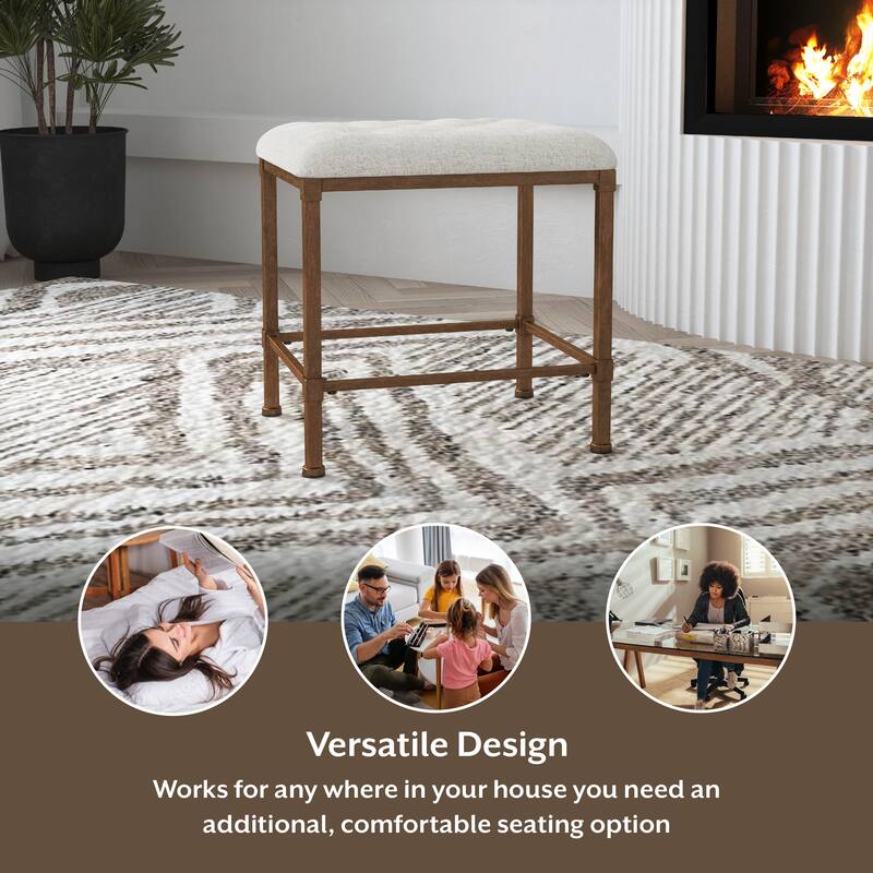 Hillsdale Katherine Backless Metal Vanity Stool, Golden Bronze - Golden Bronze - 18.5H x 18.5W x 15D