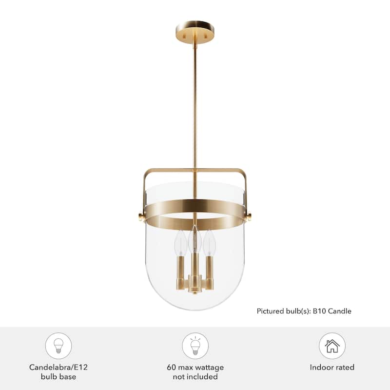 Hunter Karloff Clear Glass Bell-Shaped Pendant - Kitchen Island, Dining Room, Entry - Modern Farmhouse, Rustic, Industrial