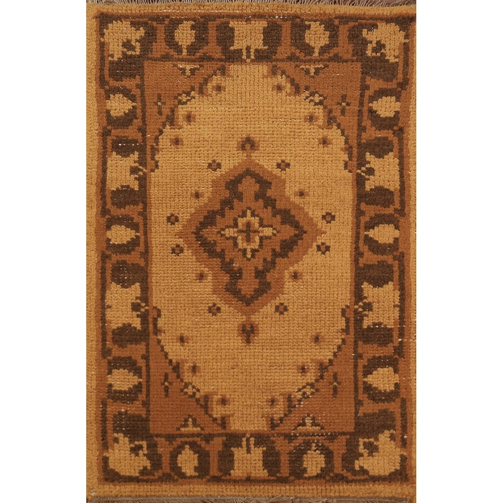 Yellow Moroccan Oriental Foyer Rug Hand-Knotted Wool Carpet - 2'0"x 3'0"