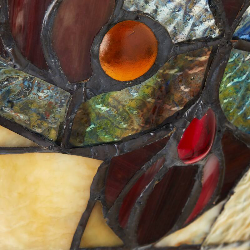 Mila River of Goods Red/Amber/Blue Stained Glass Bowl Shade 13-Inch Ceiling Light - 12.5" x 12.5" x 13"