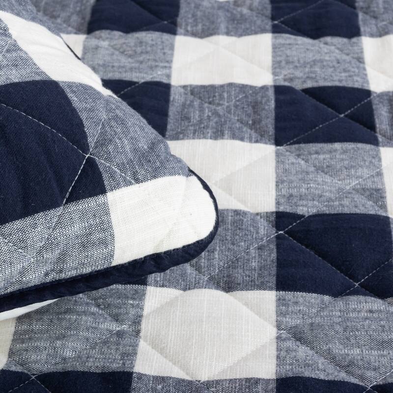HULALA HOME 3 Piece Quilt Set with Plaid Patterns