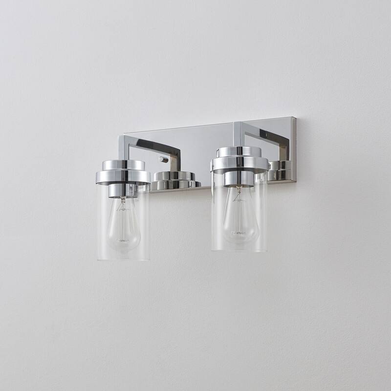 KAWOTI 2-Light Dimmable Bathroom Vanity Light with Clear Glass Shade