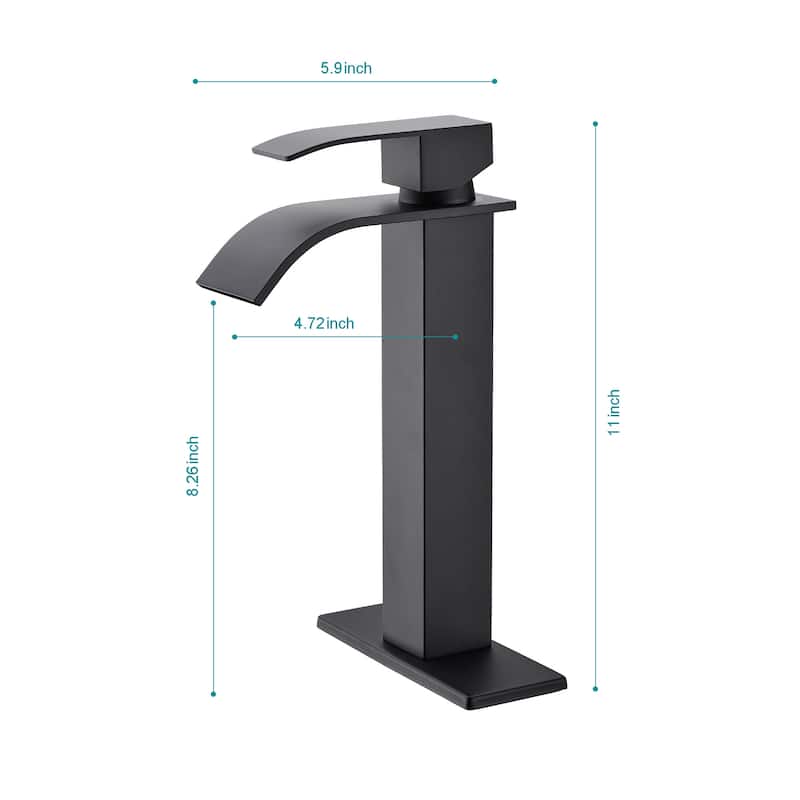 Modern Single Handle Sink Vanity Bathroom Faucet with Waterfall Spout, Anti Corrosion, Anti Rust, Easy Clean