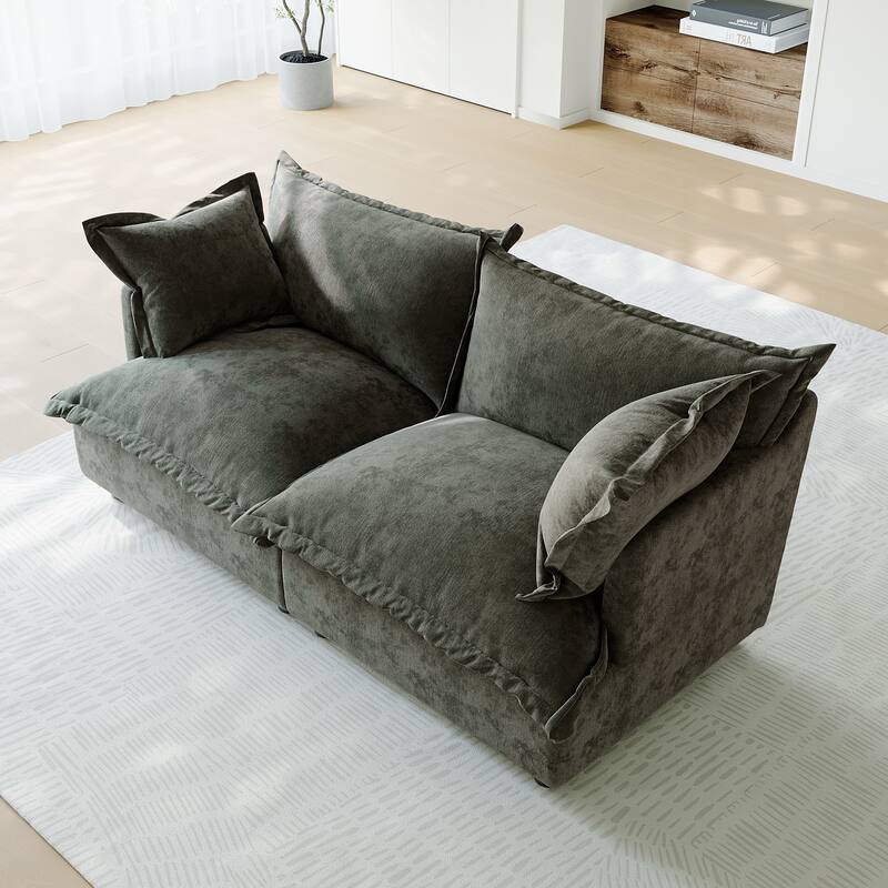 80"W Upholstered Chenille Comfy Cloud Couch Modular Sectional Sofa