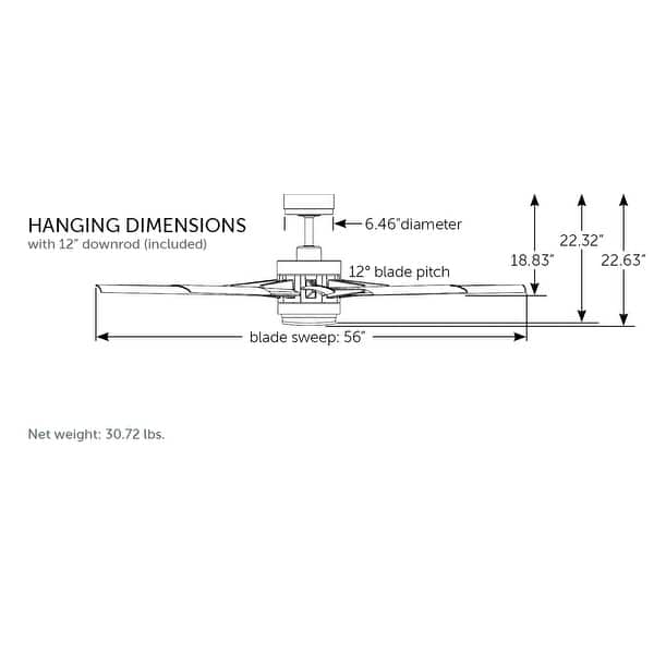 dimension image slide 1 of 2, Fanimation Odyn Custom Indoor/Outdoor Smart Ceiling Fan DC Motor with LED CCT Select Light Kit and Remote - Matte White