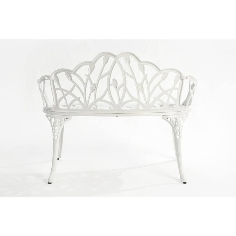 Cast Aluminium Bench (Excluding the table) - White