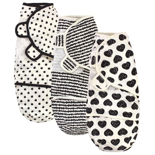 slide 1 of 1, Touched by Nature Baby Organic Cotton Swaddle Wraps, Black Heart 3-Pack, 0-3 Months - Heart 3-Pack - 0-3 Months