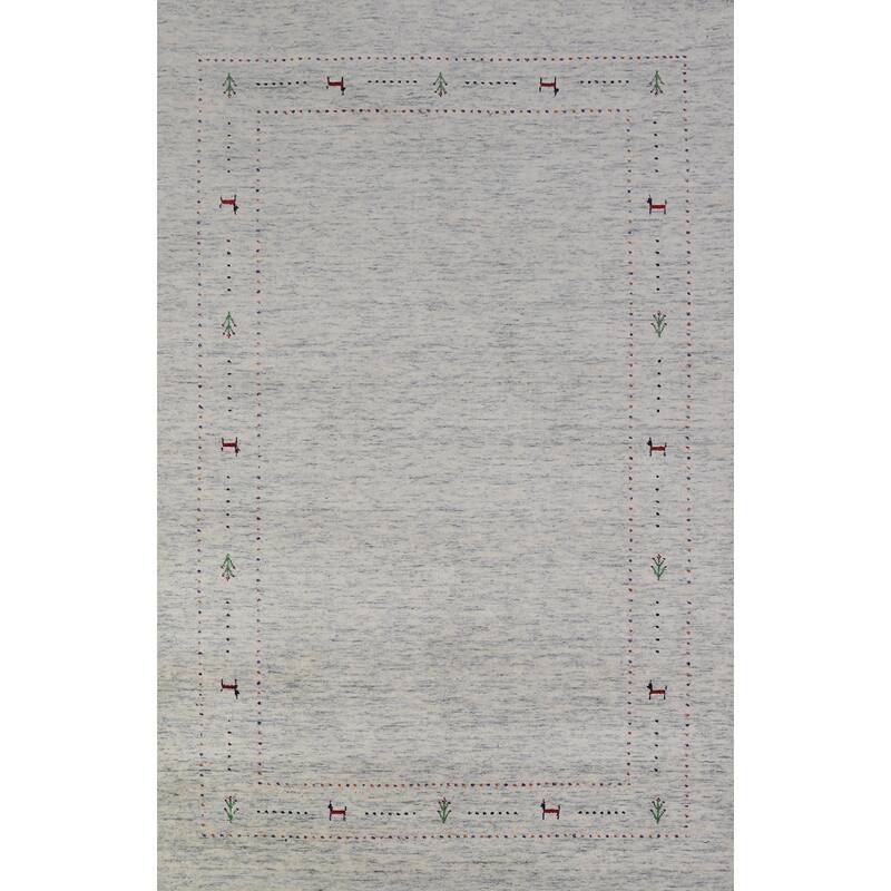 Tribal Gabbeh Indian Area Rug Handmade Wool Carpet - 5'2" x 7'10"