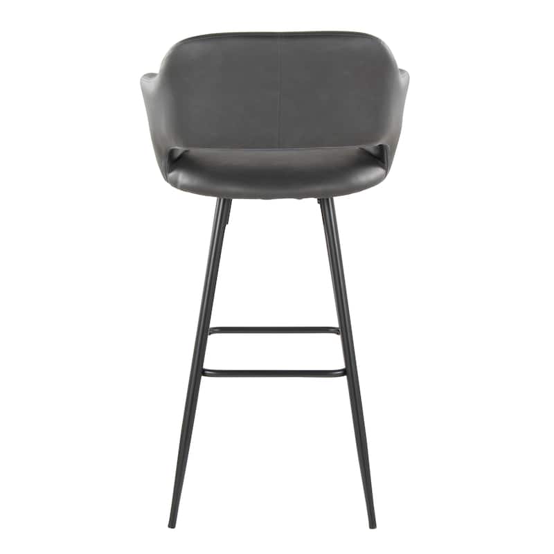 Porch & Den Vallen 30" Fixed-Height Faux Leather Counter Stool with Metal Legs & Square Footrest (Set of 2)