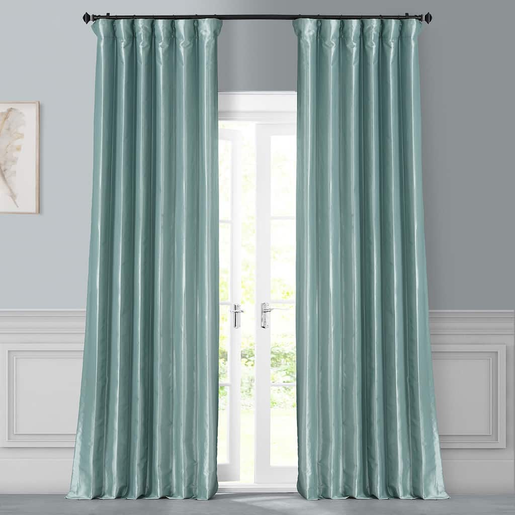 Exclusive Fabrics Solid Faux Silk Taffeta Robin's Egg Curtain (1 Panel)
