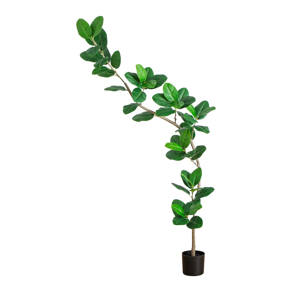 7-ft Artificial Curved Trunk Audrey Ficus Tree - Green