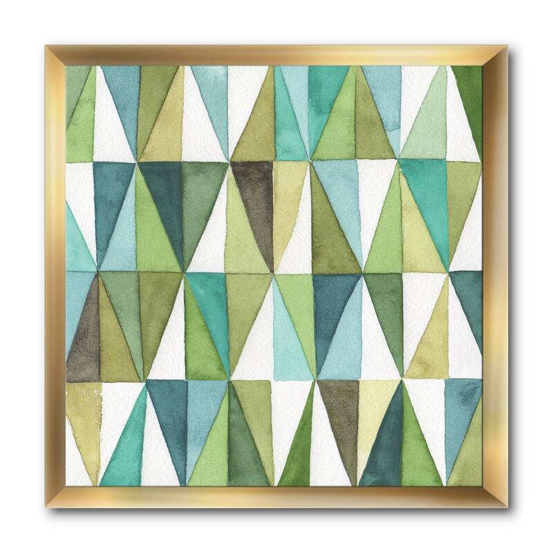Designart "geometric Green Triangle III" Mid-Century Modern Transitional Framed Art Print