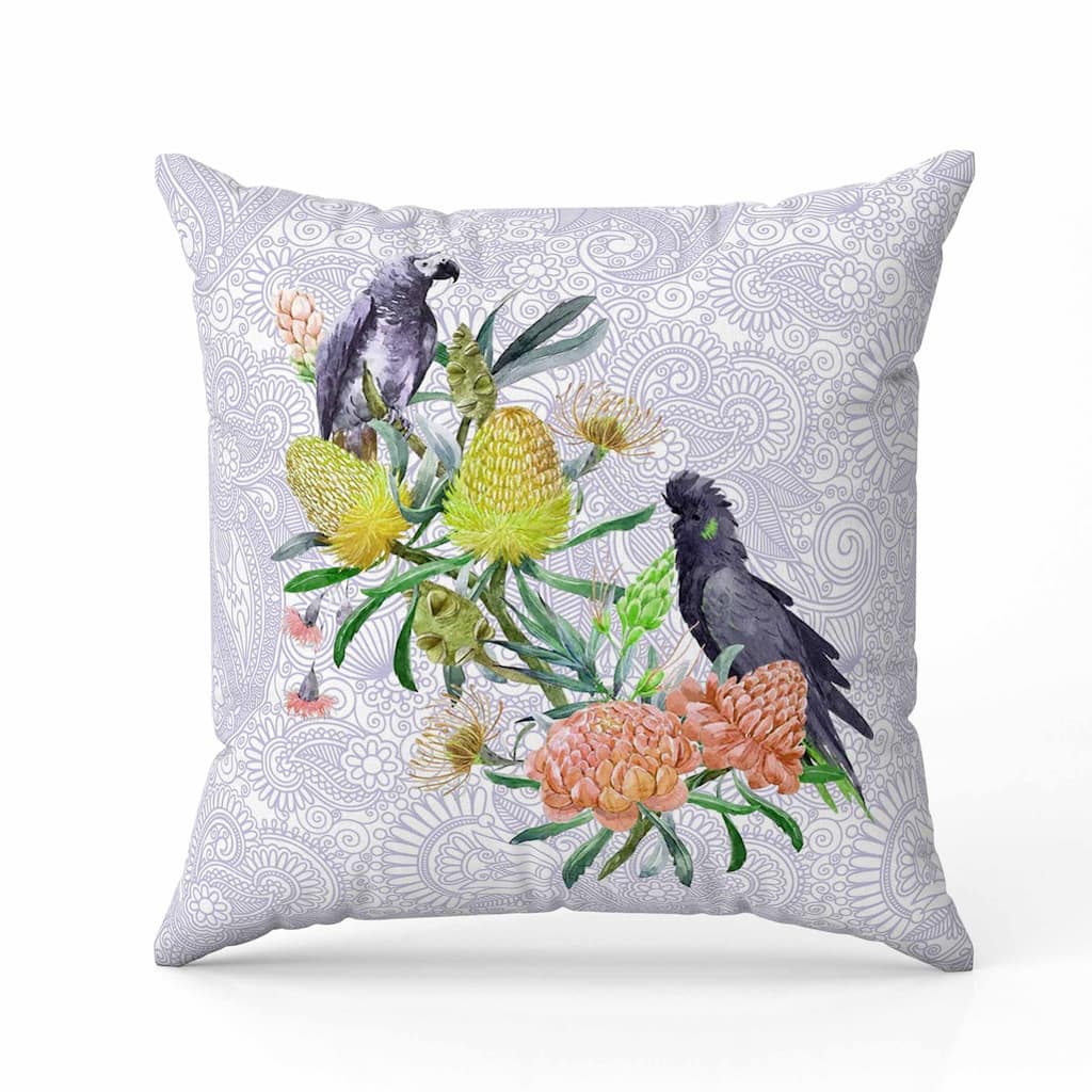 Songbird Flora Indoor/Outdoor Reversible Throw Pillow Purple and Multi
