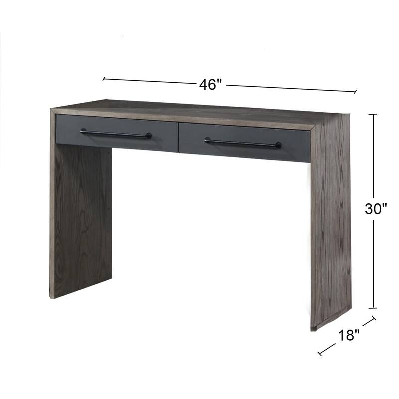 2 Drawers Wooden Writing Desk in Gray Oak Finish