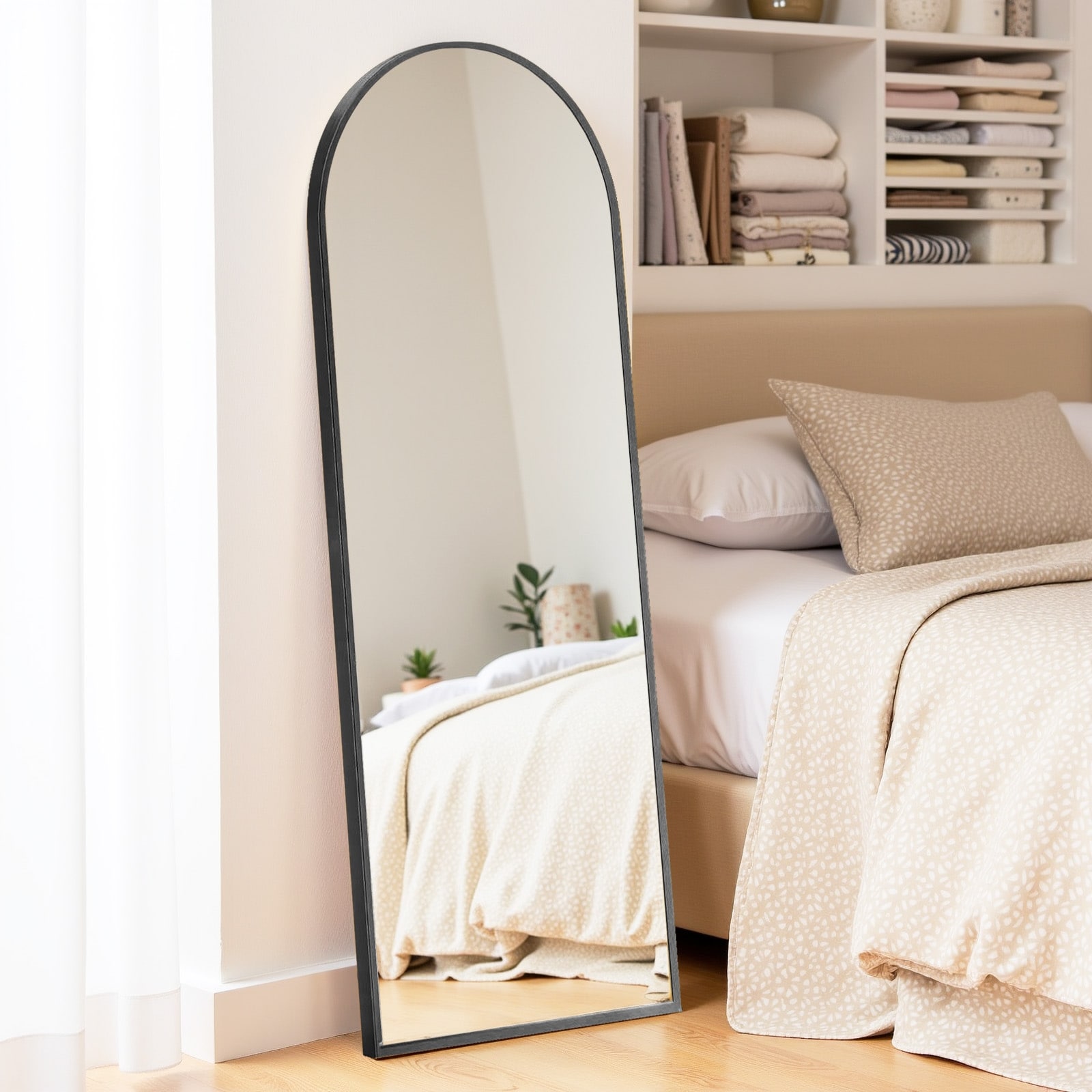 Full Length Mirror with Stand, Floor Mirror with Aluminum Alloy Frame for Bedroom, Standing Full Body Mirror for Wall, Cloakroom