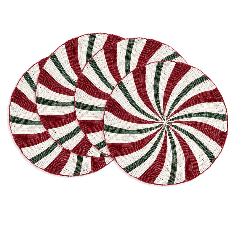 Beaded Peppermint Placemat (Set of 4) - 14"x14"