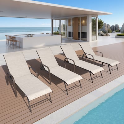 Crestlive Products Outdoor Patio Adjustable Chaise Lounge Chairs Set