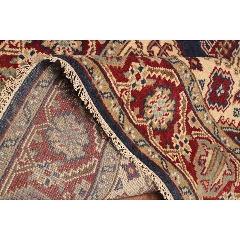 Hand Knotted Oriental 100% Wool Carpet Traditional Geometric Navy Blue & Blues Viss Area Rug - 8' 10'' X 5' 11''