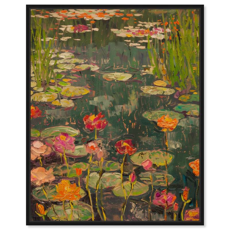 Art Remedy Afternoon Visit Framed Impressionism 1 Piece Canvas Wall Art /Monet And Van Gogh Inspired Art - 37 x 46 - Black
