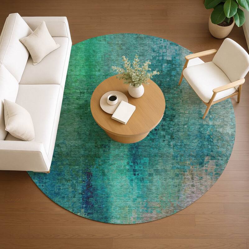 Machine Washable Indoor/ Outdoor Abstract Ombre Chantille Rug