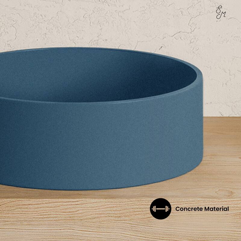 Lisse 14.5" Concrete Round Vessel Sink In Matte Royal Blue - 14.5
