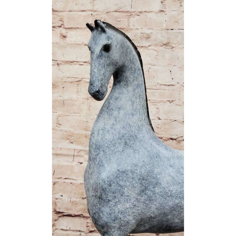 Bronze Imitative Horse Statue - Minimalist Equestrian Sculpture Decor Signed Art